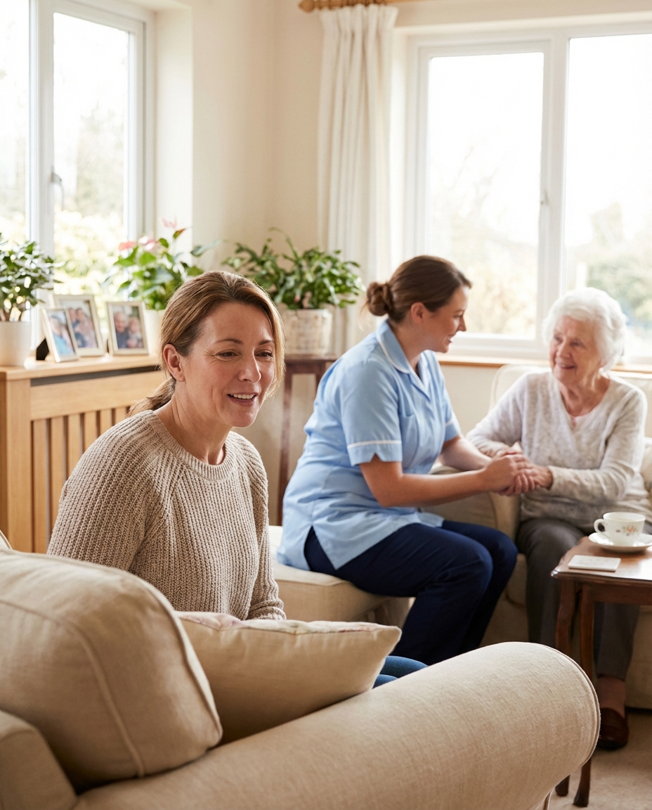 Pflegende Angehörige wird durch eine Betreuungskraft entlastet